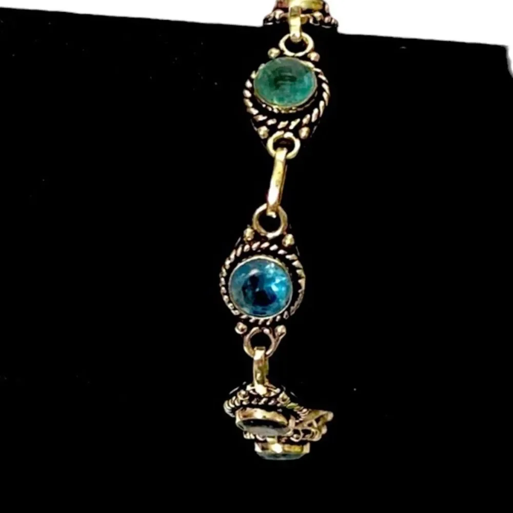 Aquamarine Gemstone Sterling Silver Bangle Bracelet NEW